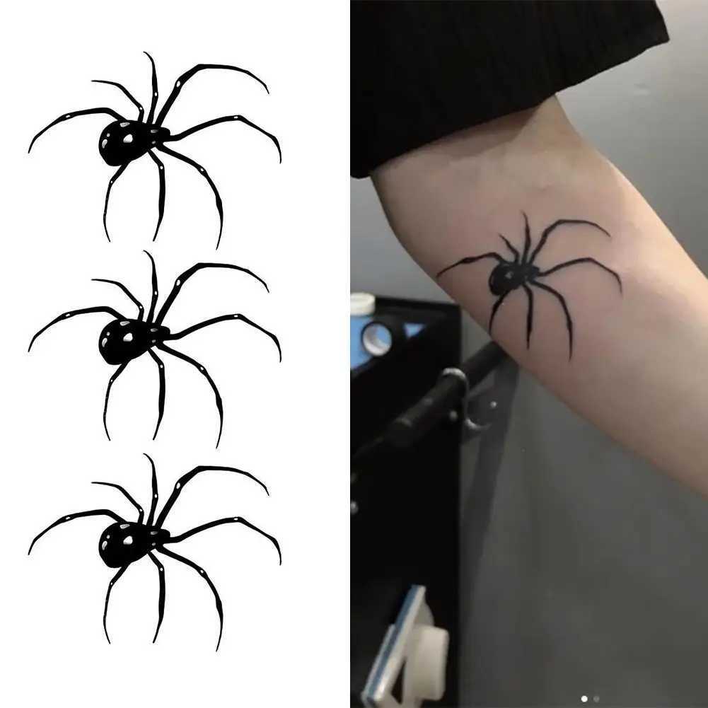 Tattoo Transfer 3D Spinnen Tattoo wasserdichtes Halloween Temporary Body Sticker Kunst machen Tatouage Temporaire Einweg -Einweg -Grusel A3m2 240427