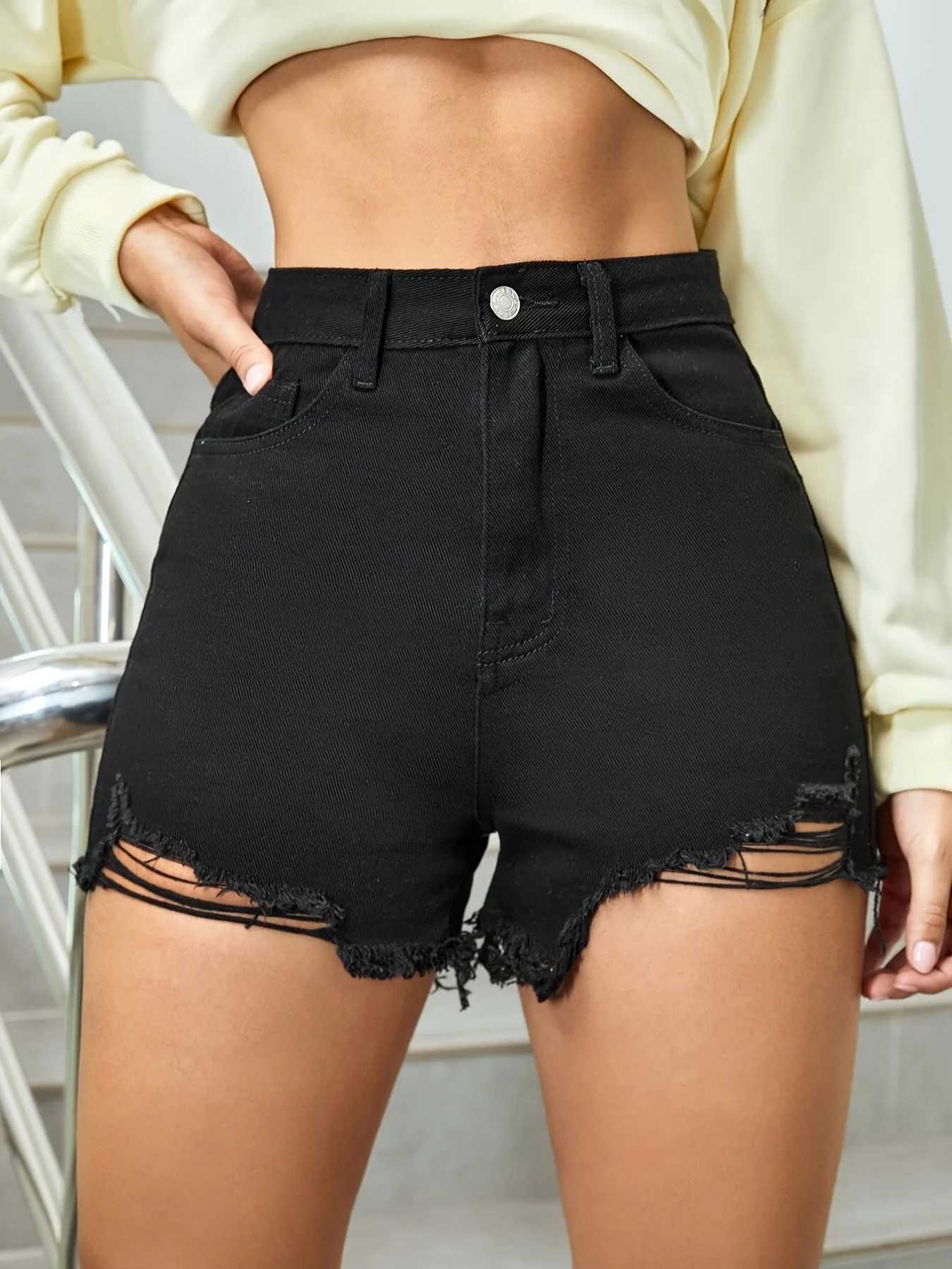 Shorts féminins 2023 Nouveaux shorts en denim à trasse mince à taille haute hauteur pour femmes y240425