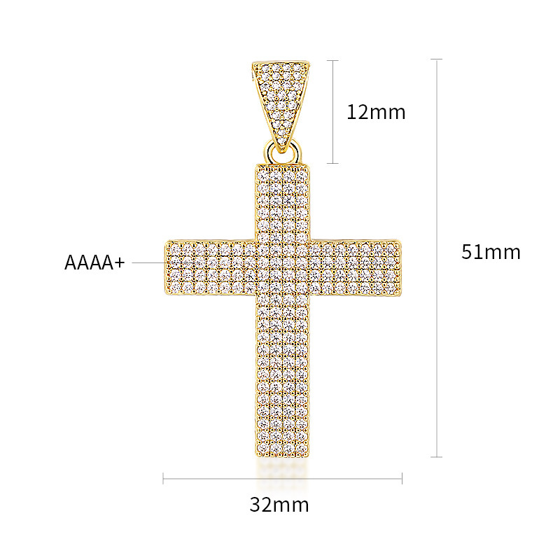 Hip Hop Full 5A Zircon Cross Pendant with TopBling Tennis Chain Men Jewelry Gift