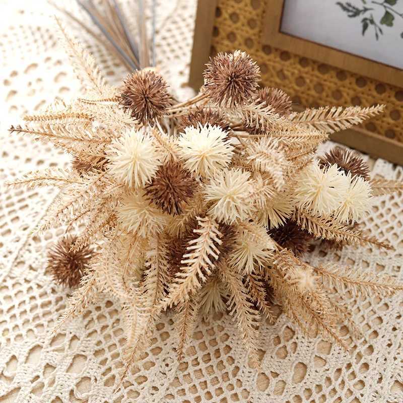 Fleurs séchées 6 / Fleur artificielle Ball Plastic Plastique Vase brun Vase Fake Plantes Diy Mariage Home Room pas cher décor de Noël Fleur