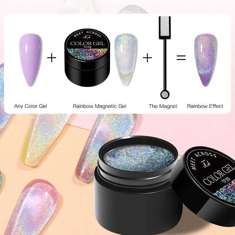 Lakier do paznokci Spotkaj się na 5 ml magnetyczny żel lakier do paznokci laserowy Rainbow brokat błyszcząca manicure zanurzanie z żel żel do paznokci