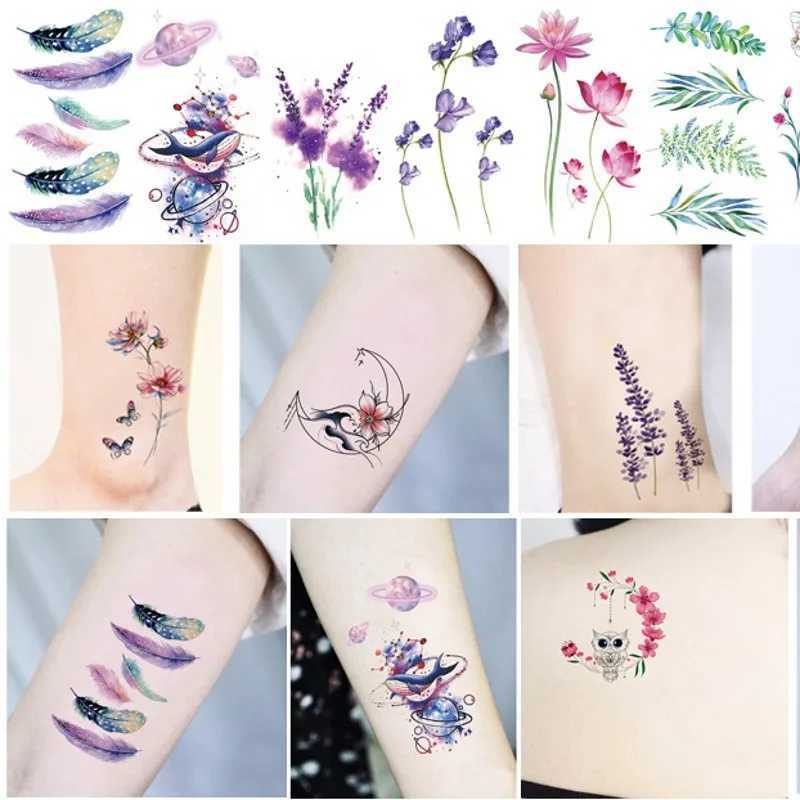 Transfert de tatouage Vrouwen Waterdichte Tijdelijke Autocollant tatouage noir rose multicolore