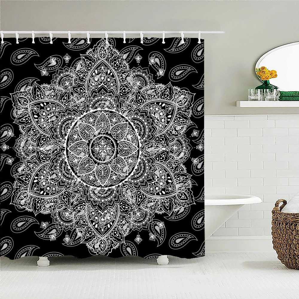 Shower Curtains Bohemian 3d Bathroom Curtains Indian Boho Shower Curtains Waterproof Fabric With 12 Hooks Home Decor Washable Bath Screen