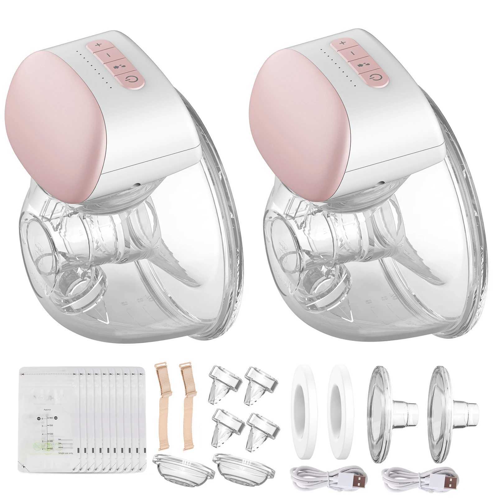 Pedaços de peito Bebebao Bomba de mama elétrica vestível sem peito copo 8oz/240ml BPA Free 3 Modo 10 Nível de indução 240424
