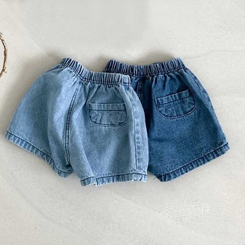 Shorts Summer Baby Clothes Solid Denim Infant Shorts Elastic Waist Bloomer Casual Clothing H240509
