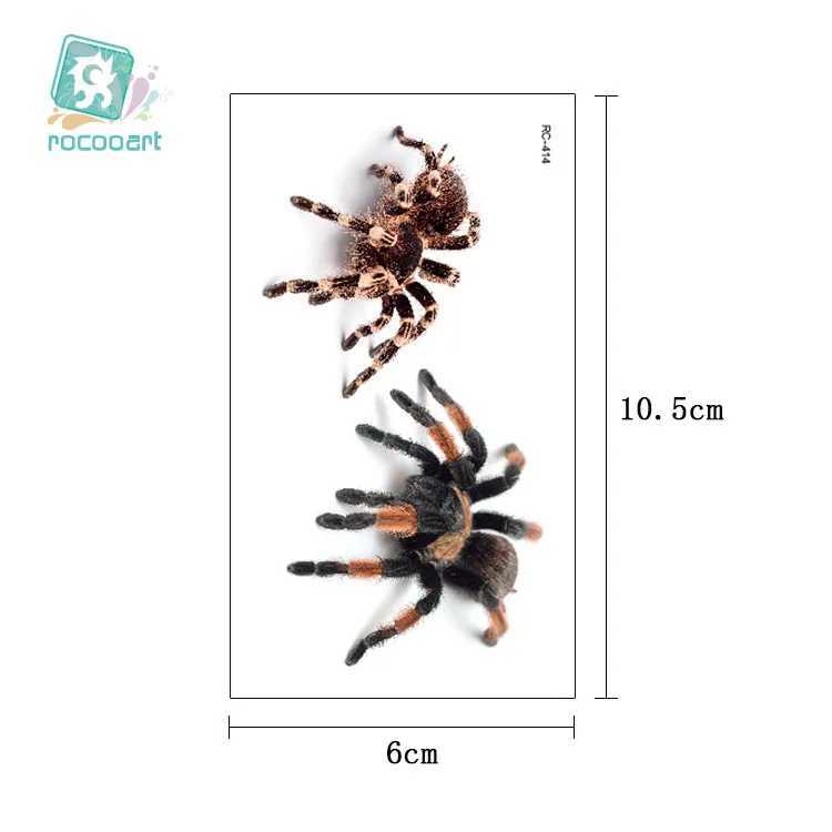 TATTOO TRASFERIRE ROCOOART 3D Spider Tatoo Scorpion adesivi di tatuaggi temporanei Halloween FINUNA TATUOO BODY ART TATUAJES SHOW TATOUAGE TOTANE 240427