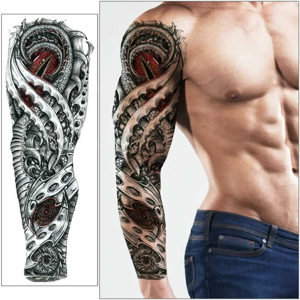 Trasferimento tatuatore impermeabile a braccio pieno full braccio temporaneo adesivo tatuaggio tigre leone lupo occhio uomo manicotto arte body art flash spalla falsa tatoo 240427