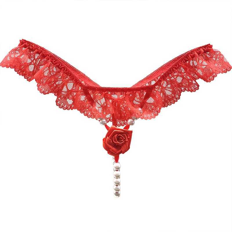 Women's Panties New Pearl Rose Embroidery T-shaped Embroidery Color palette Womens Sexy Ultra thin G-string Low Waist Beaded Temptation UnderwearL2404