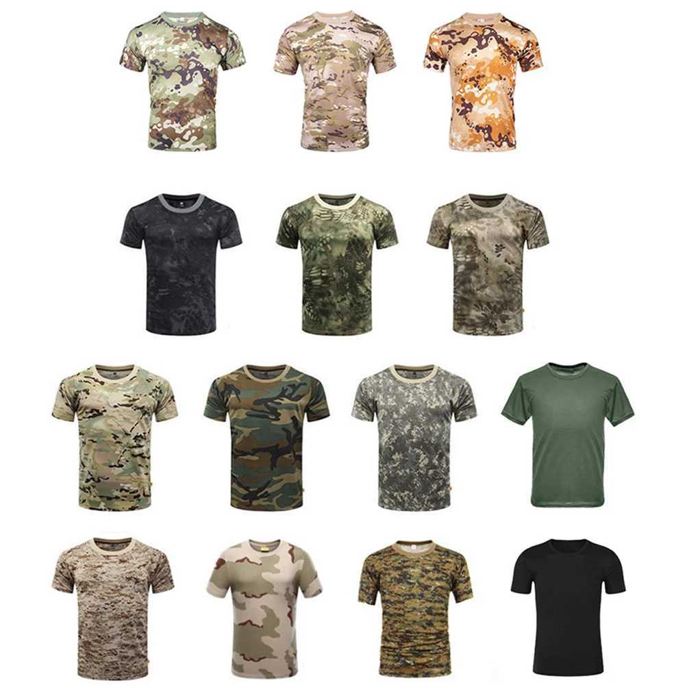 T-shirts tactiques Camouflage chemise tactique à manches courtes à manches courtes t-shirts à séchage rapide T-shirt Military Camouflage randonnée de chasse 240426