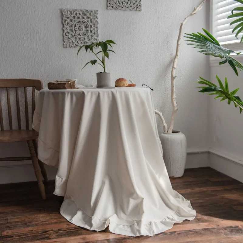 Сторонная ткань французская романтическая простая рюша ткань хлопковое льняное столовое покрытие американское круглый чайный стол