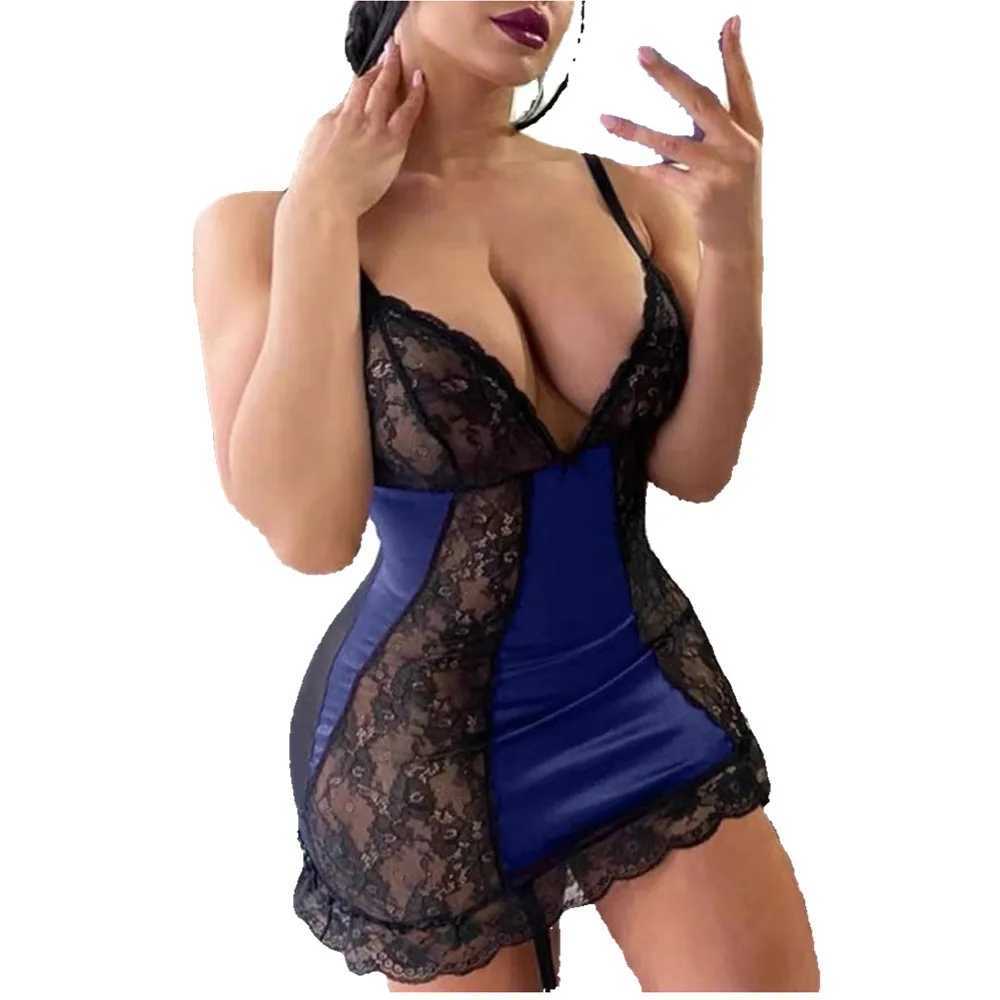 Dames slaapkleding Nieuwe hete paarse babydoll lingerie voor vrouwen Slelloze huwelijksreis V Hekchemise sexy exotische nalatig Y240426