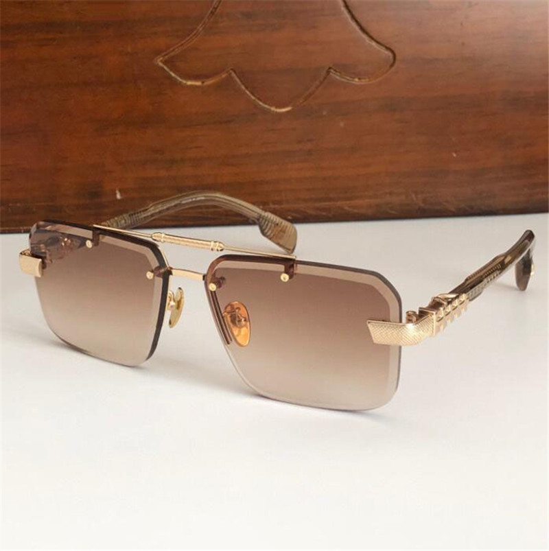 Neue Modedesign Quadratische Sonnenbrille 8277 Metallrahmen Randless -Schnittlinsen Retro Retro großzügiger Stil High -End -Outdoor UV400 -Schutz Brillen Eyewear