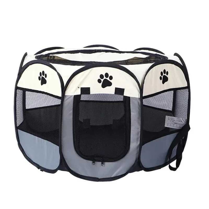 Cat Carriers Crates Houses Portable Folding Pet Tent Dog House Octagonal Fence Dog Shelter Easy to Use Outdoor Easy to Operate Large Dog Cage Cat Fence 240426