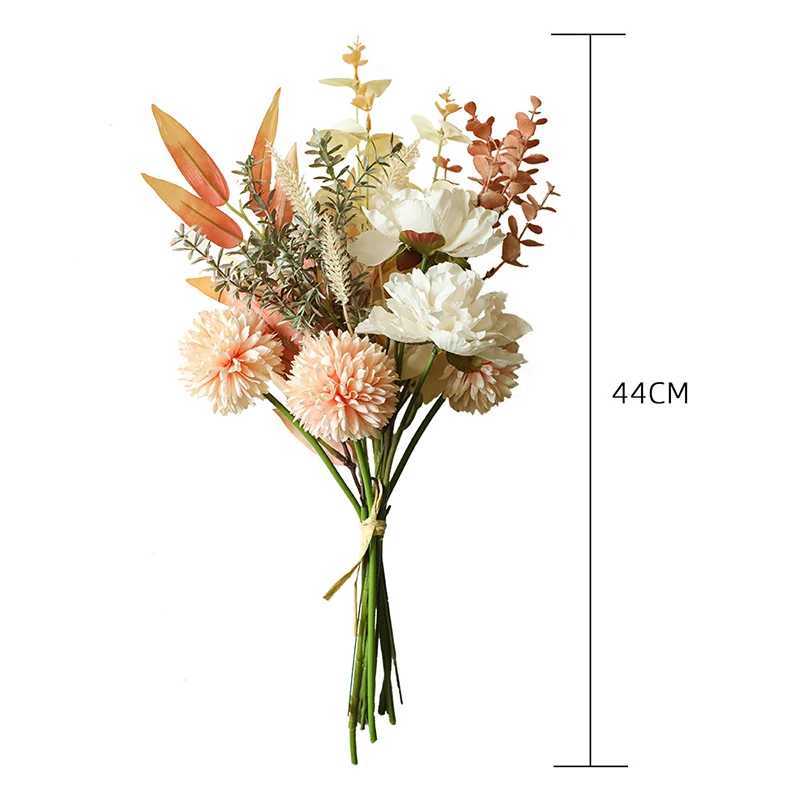 Torkade blommor 44 cm hem dekoration konstgjorda blommor bukett 1 st/parti champagne pion mormor bukett bröllop ins stil rum dekor leveranser