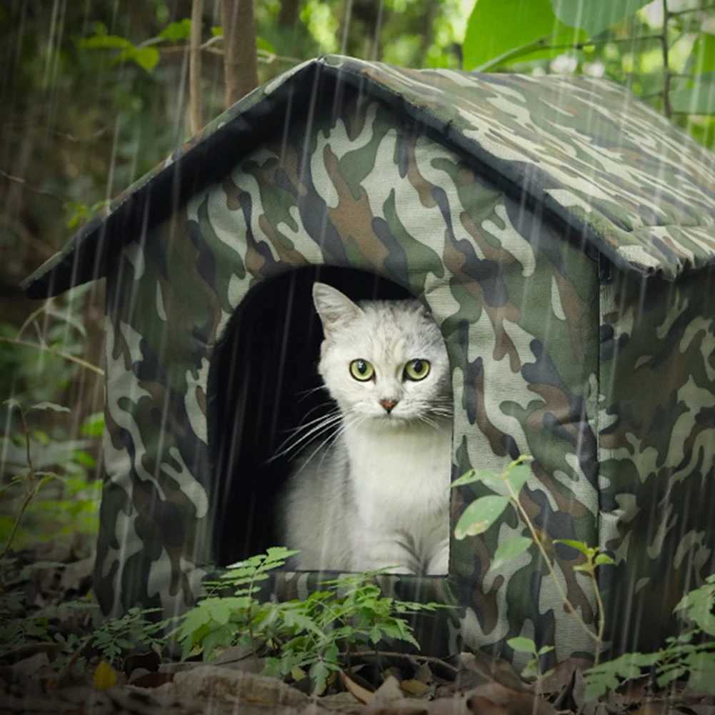 Cat Carriers Crates Huizen verdikt Cat House Cold Cat Shelter Wild Cat Hole Pet House Cat en Dog Tent Small Pet House 240426