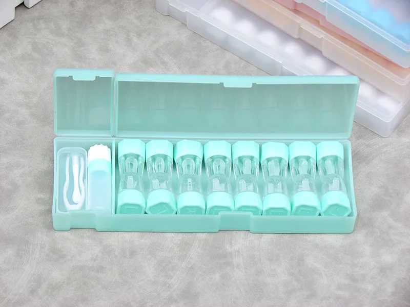 Contacts Lens Accessoires 8 Paies Contact Lens Box Boîte Voyage Portable Petit Mignon Eyewear Sac Conteneur Contact Contact Case de stockage D240426