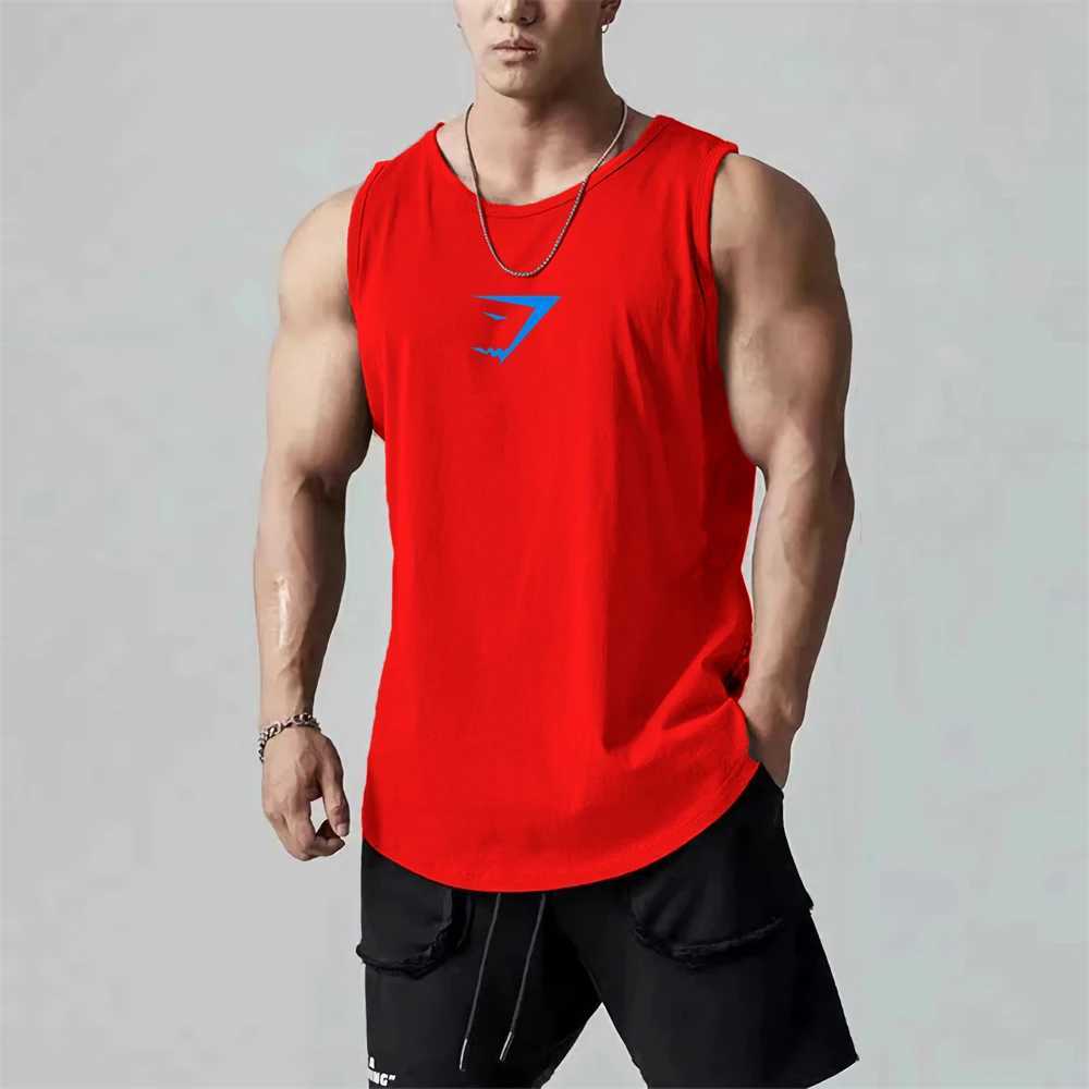 Men's T-Shirts Mens clothing summer gym vest sportswear exercise fitness O-neck sleeveless T-shirt basketball quick drying breathable vest J240426