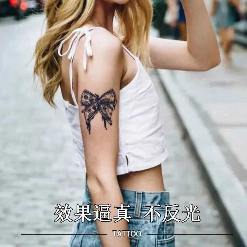 Tattoo Transfer Dollar Bowknot Tatoo adesivo durar tatuagem falsa para mulher homem herbal tatuagem punk arte faux tatuagens tatuajes 240427
