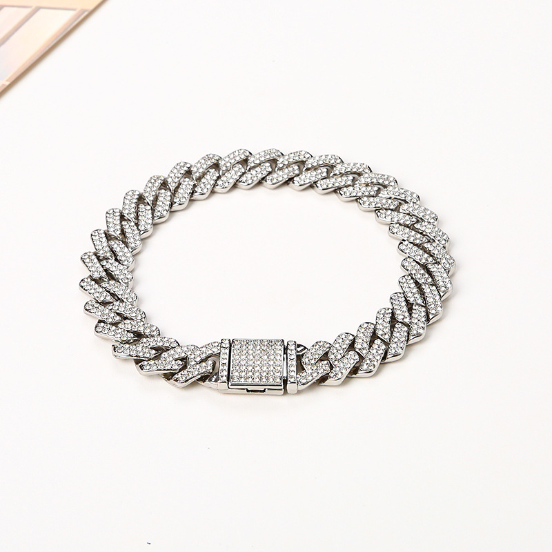 Silverhip Hop Shiny Link Chain Bracelet Men Men Mul