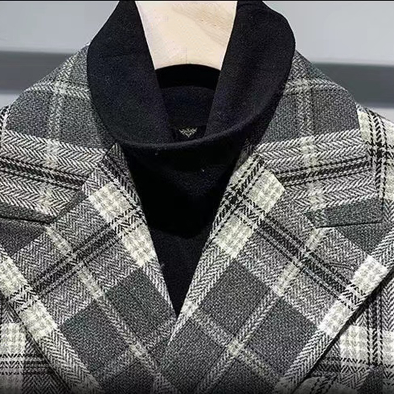 Terno de grife masculino Fall Jacket Masculino Men's Blazer Cotton Jacket Casual Plaid Plus Size M-4xl