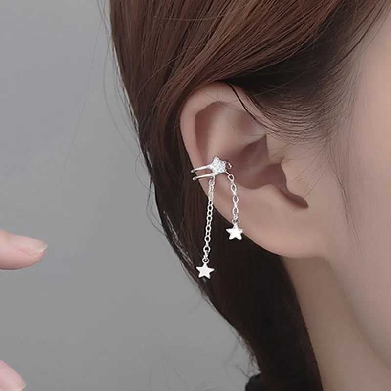 Charm Coreano Trendy Exquisito Cristal Cz Estrella Long Tassel Cadena Ear, pendientes colgantes para mujeres Joyas colgantes de temperamento