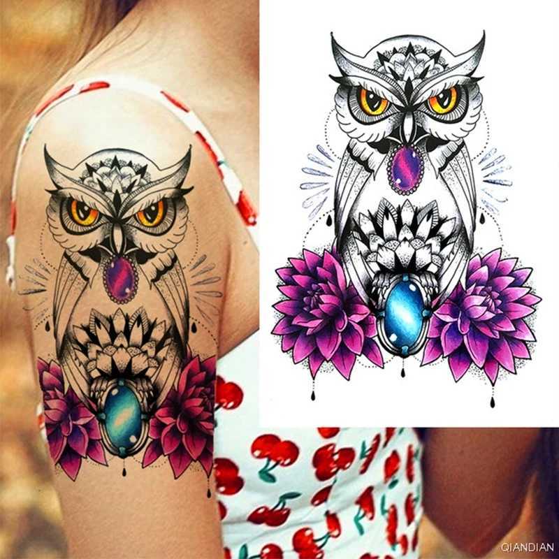 Tattoo Transfer Large Tiger Lion Black Flower Fake Tattoo Sticker For Women Rose Fox BirdTemporary Tattoos DIY 3D Water Transfer Tatoos Girl Man 240427