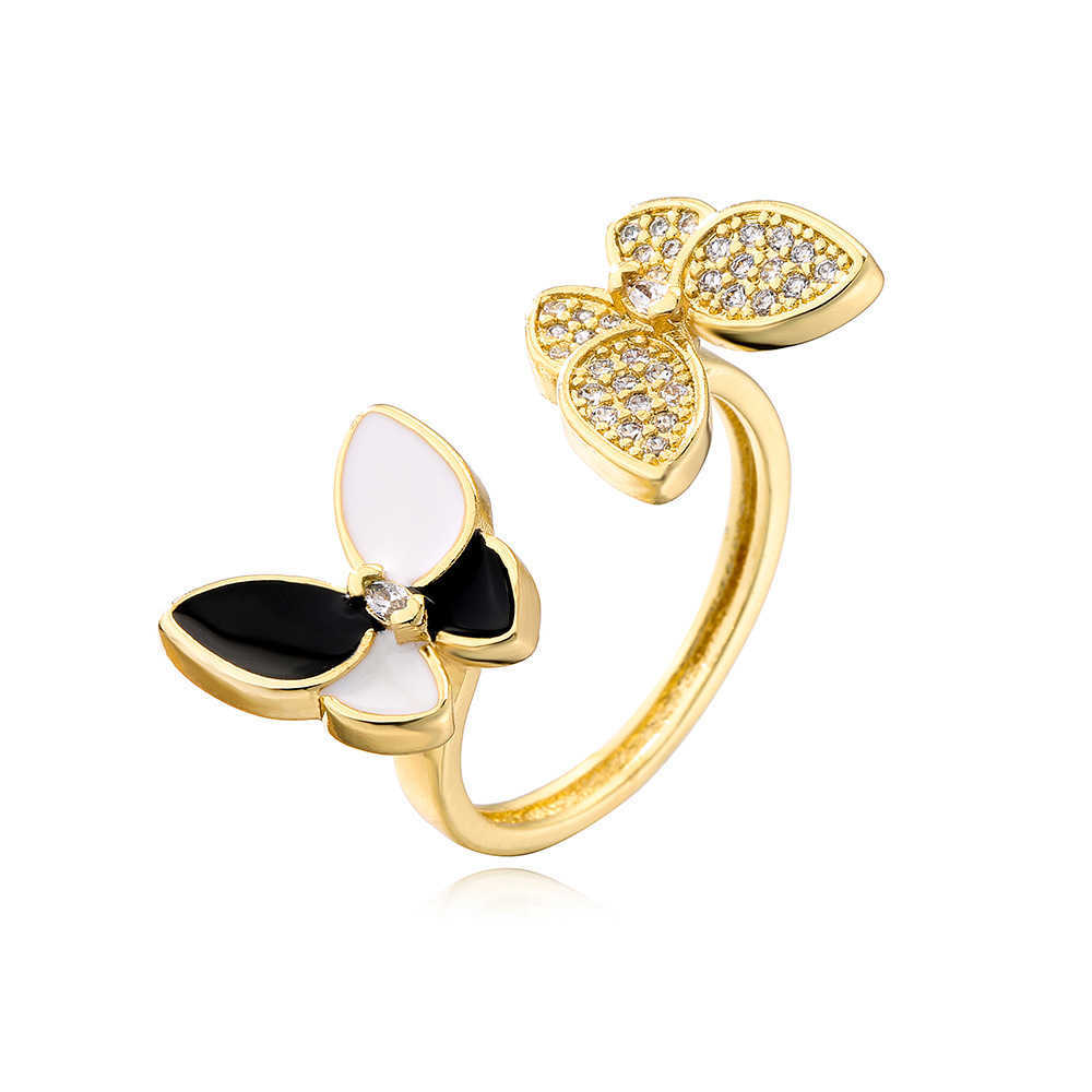 High cost performance jewelry 18K Gold butterfly open-ended ring with common vnain