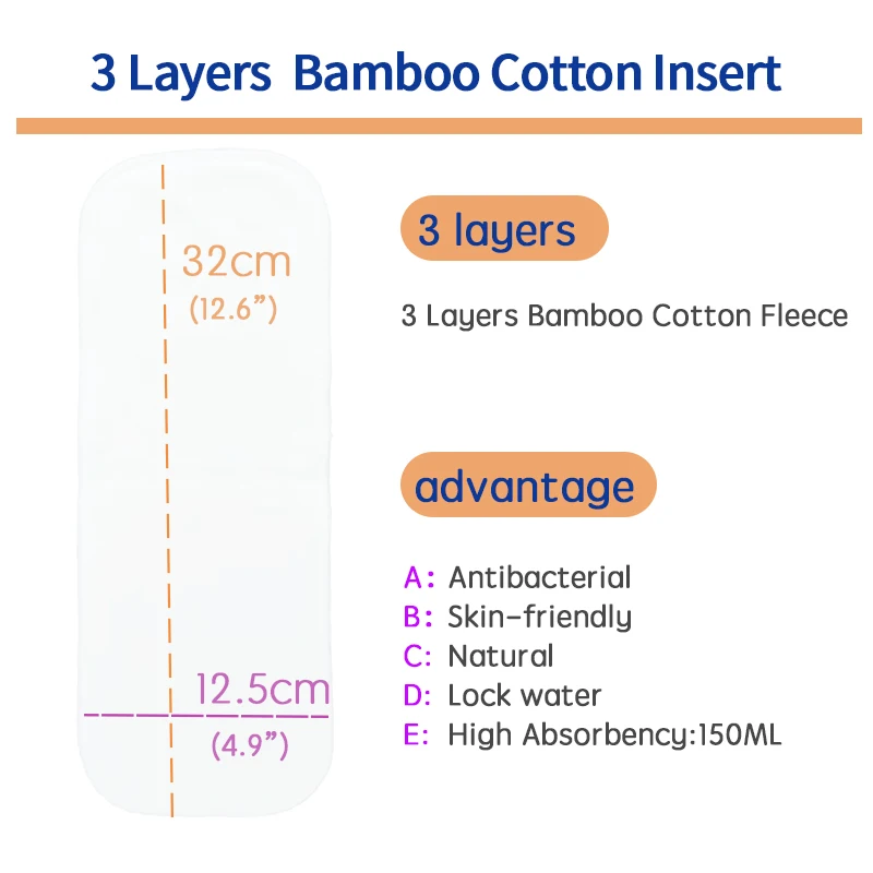 Bedekt 10 stks 5 lagen houtskool bambooot doek luier inzetstukken wasbaar inzetje luier babydoek luier inzetstuk