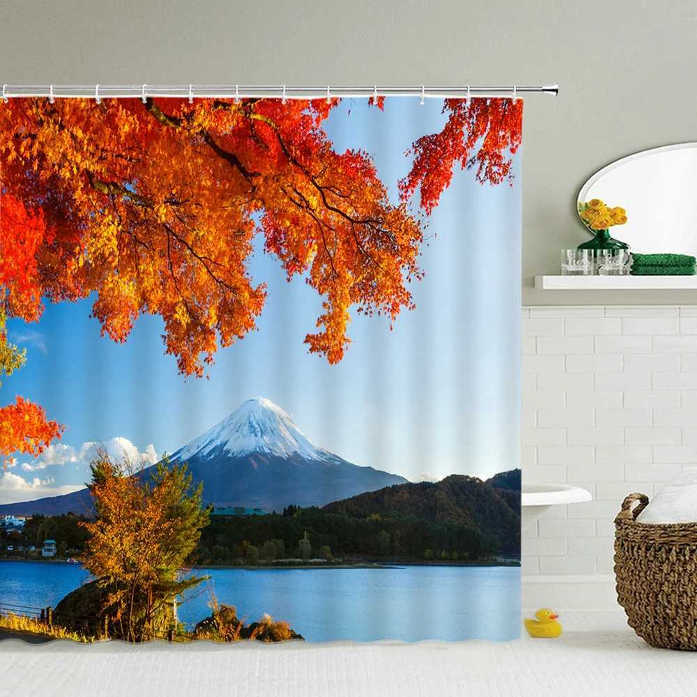 Rideaux de douche rideaux de douche lavables Fuji Mountain Cherry Blossoms paysage 3D Tabillard imperméable Salle de bain Grand 240x180 Curtain de douche imprimé 240x180