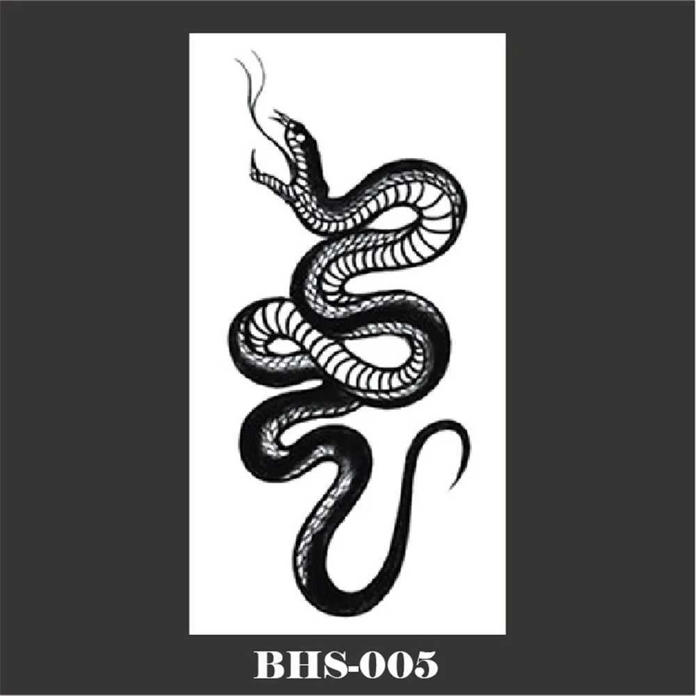 Tatuagem Transferência 2023 Novos adesivos de tatuagem de cobra Maré escura Flor Flor Snake Skull Tattoo Stickers para mangas de braço de arte corporal Flores de cobra 240427