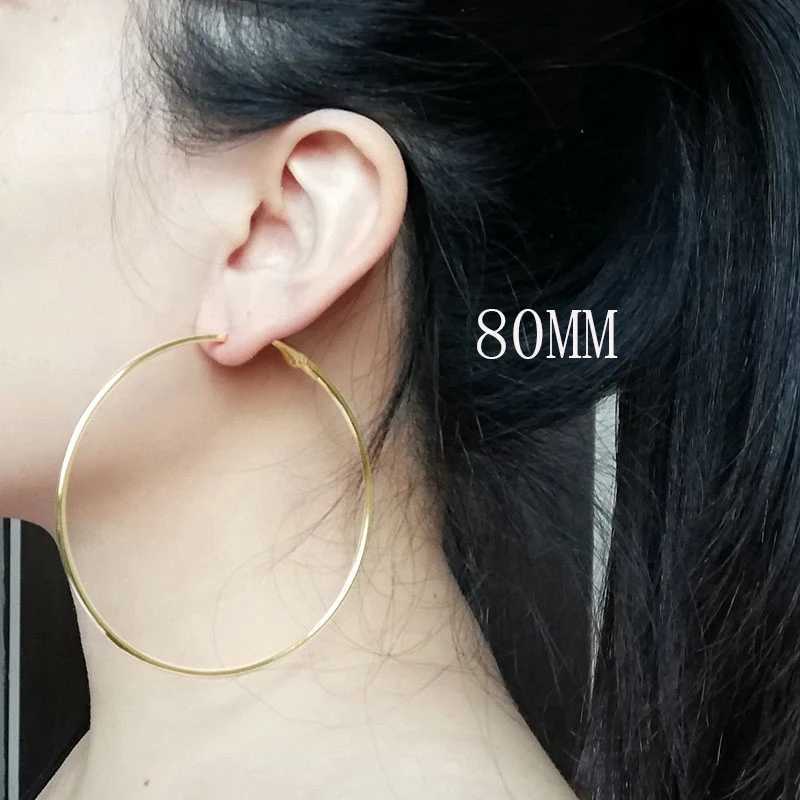 Stud 80mm Personality Stainless Steel Super Big Hoop Earrings Round Female Ear Rings Large Circle Creole Earring Huggies Jewelry