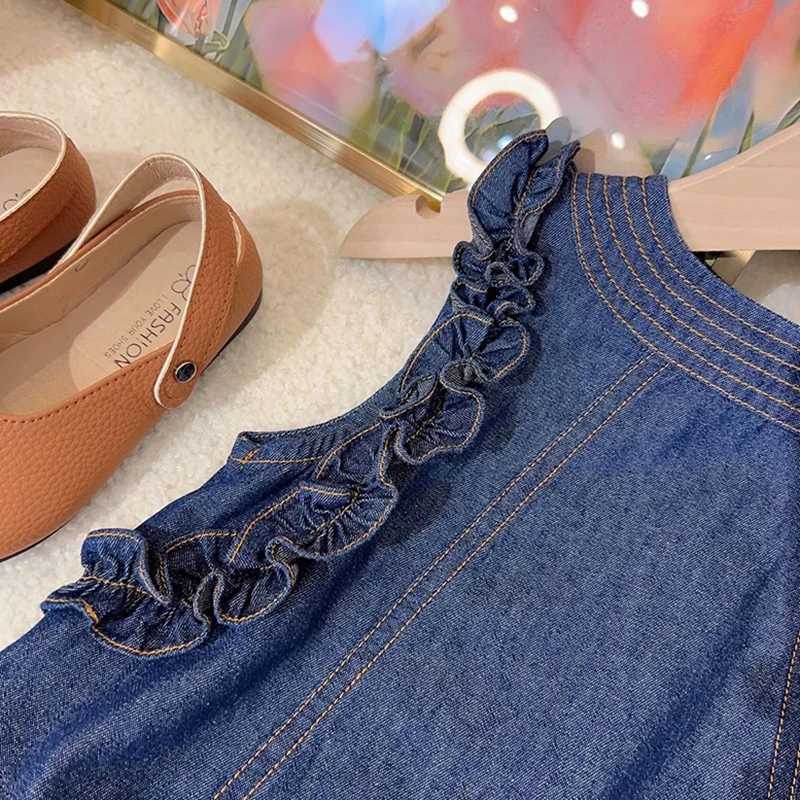 Robes de fille 2024 Nouvelle robe d'été Robe enfants Douce Denim Tank Robe Ldren Tops tenue H240426