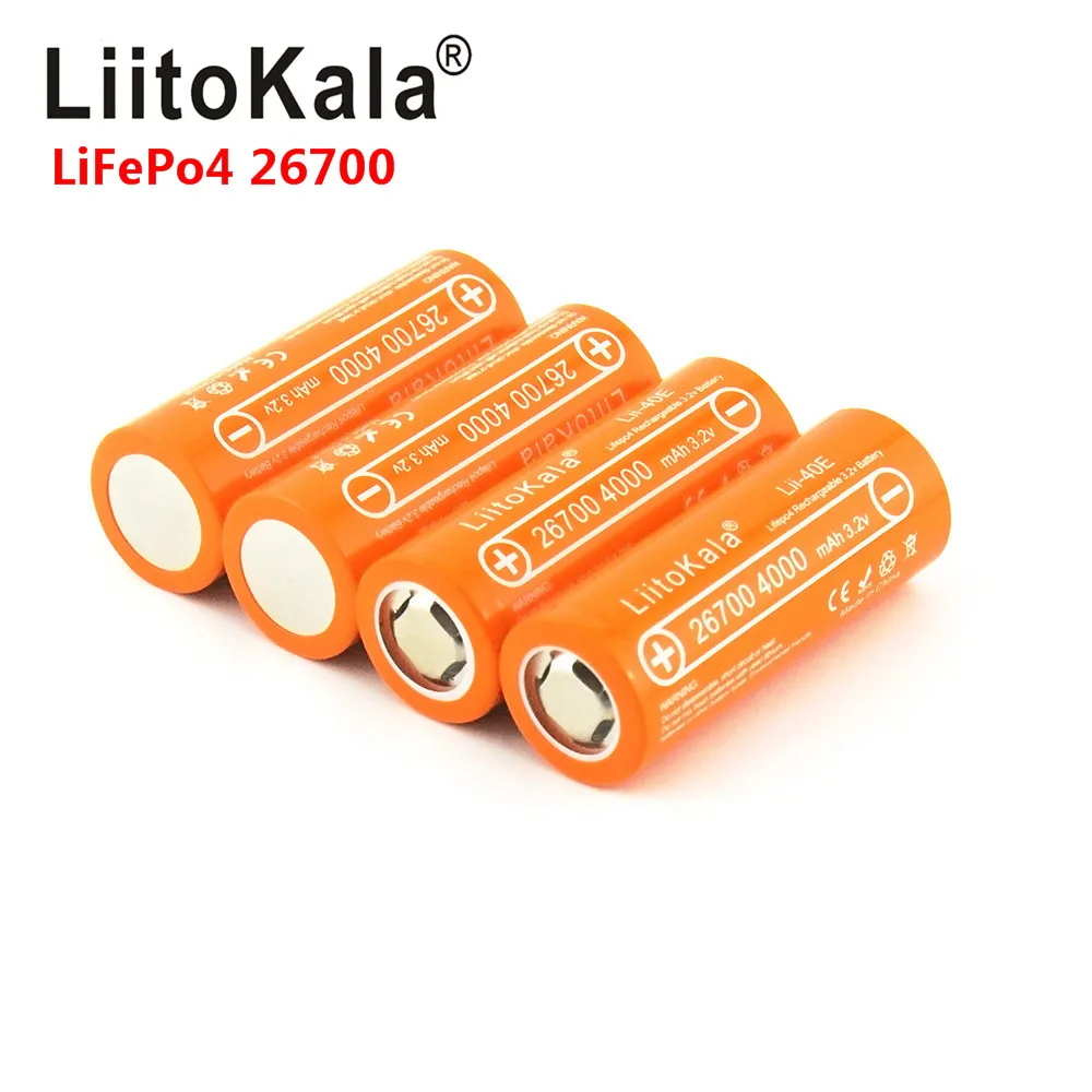 Liitokala lii-40e3.2v 26700 4000Mah Lifepo4 batteria ricaricabile microfoni leggeri di avvertimento solare anziché 26650