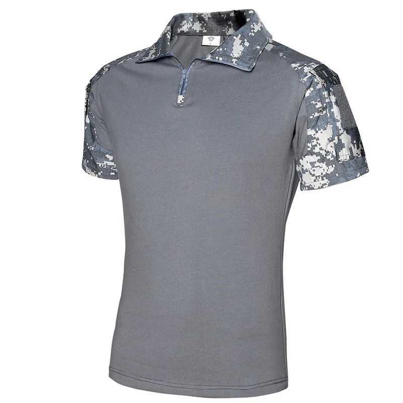 T-shirts tactiques pour hommes en plein air Camping Battle Tactics Camouflage T-shirt Military Uniform Top Student Training Formation Bleu à manches courtes Blue marine 240426