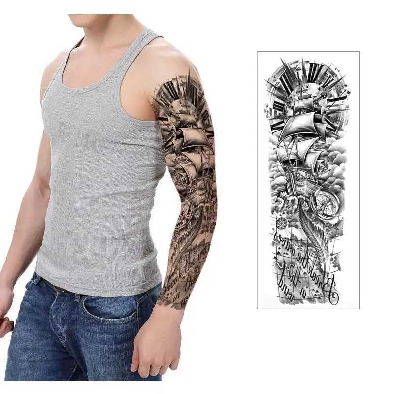 Tattoo Transfer New Design Big Size Temporary Tattoos Men Large Arm Sleeve Tattoo Sticker Body Art Lion Fake Tattoo for Women Tatoo Waterproof 240426