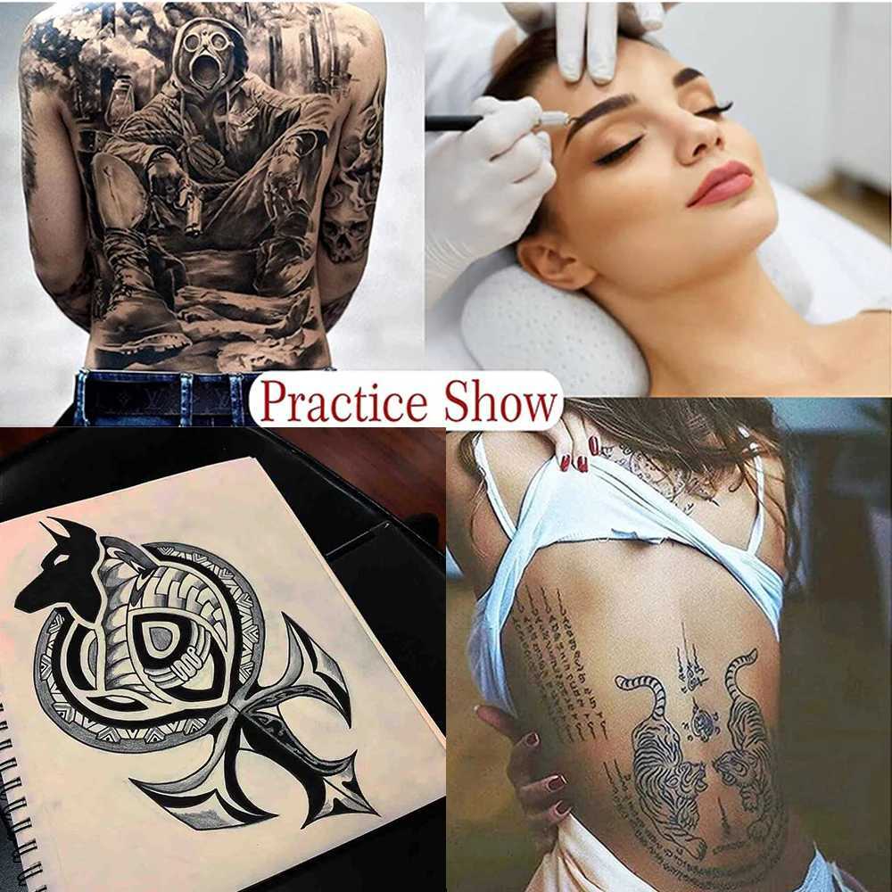 Tattoo Transfer Tattoo Blank Practice Skin Eyebrow Gragon Pattern Paint Mixer Makeup Double Side Practice Skin 240427