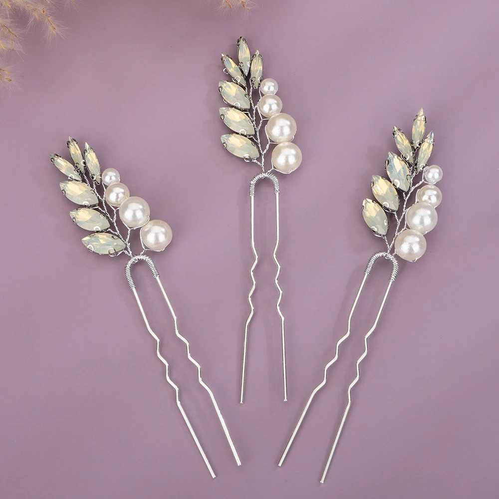 Clips de cheveux Barrettes Rigiane Pearl Bridal HeadPice Set Femmes Pink Fabins Handmade Hair And Clips Opal Wedding Accessoriess Silver Party Tiaras 240426