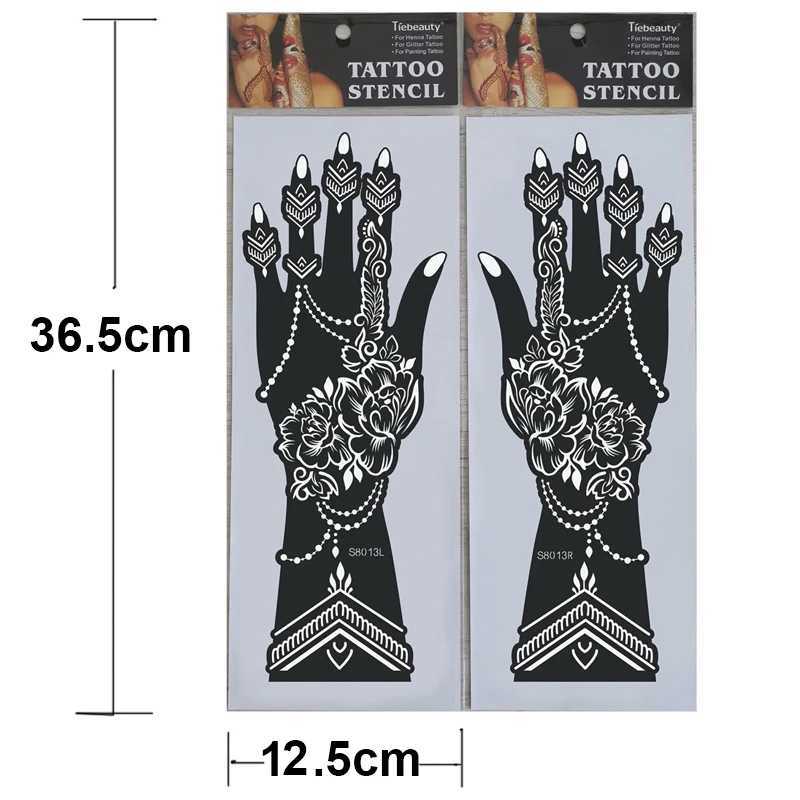 Tatueringsöverföring 2st Indien Mehndi Hand Henna Tattoo Stencils återanvändbar målning stencil konst tillfällig tatueringsmall