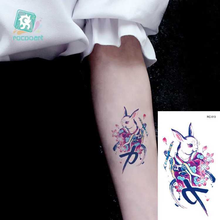 Tattoo Transfer Rocooart Animal Waterproof Temporary Tattoo Sticker Flamingo Cat Fox Tatoo Body Art Women New Fake Taty Tatuaje Cute Small Tatto 240427