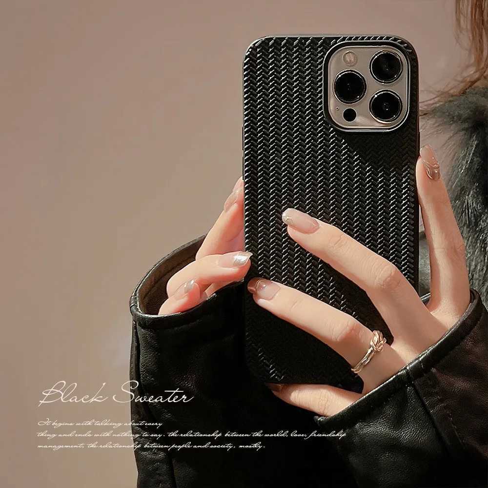 Cell Phone Cases Colorful autumn and winter solid woven pattern phone case suitable for iPhone 14 13 12 11 Pro Max X XR XSMAX 7 8 Plus fashionable new products J240426