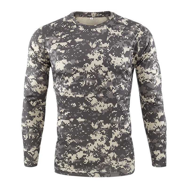 Taktyczne koszulki męskie i szybko susząca koszula wojskowa Nowa jesień i wiosenne męskie Męskie Kamuflaż T-shirt Camisa Masculina 240426