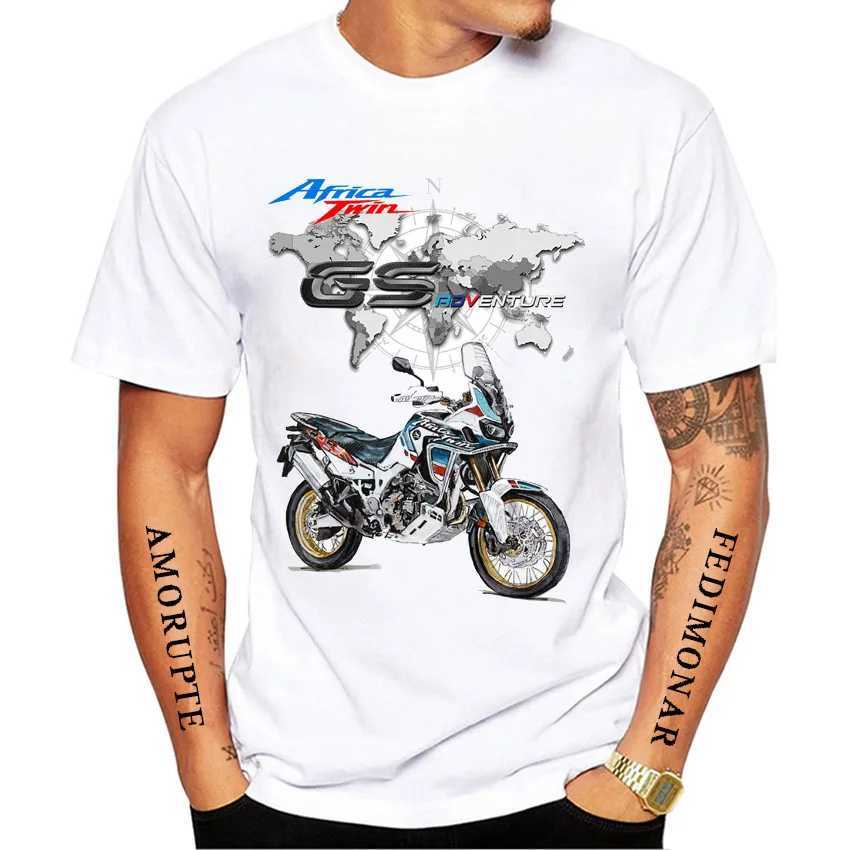 Men's T-Shirts Africa Twin CRF1000l Riding Tshirts Men Short Slve GS Adventure Motorcycle Rider T-Shirt Hip Hop Boy Casual Ts Tops T240425