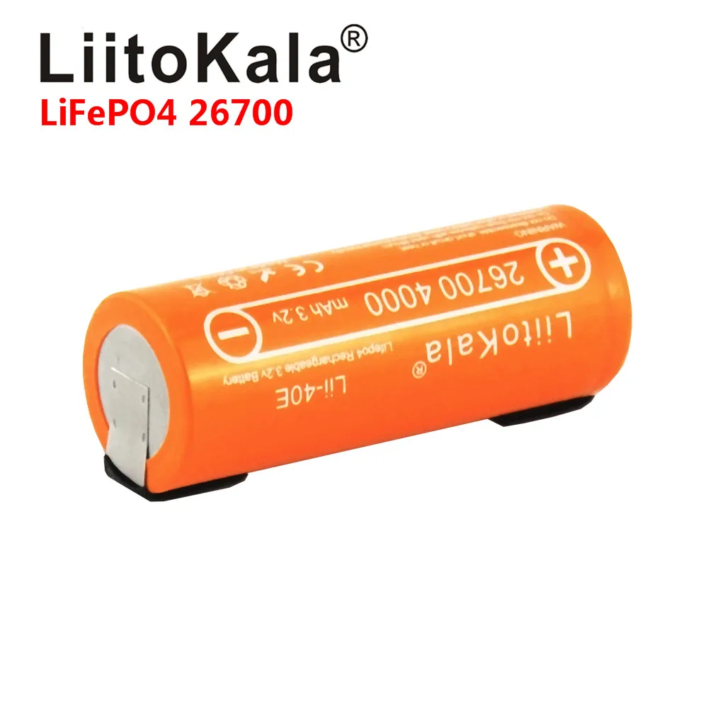 Liitokala lii-40e 3.2v 26700 Batterie LifePO4 rechargeable Pack 4000mAh Licel Lithium pour 24 V Bike Powe + Feuilles de nickel DIY