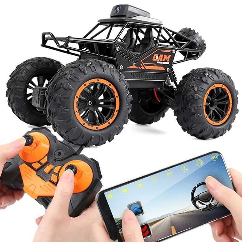 Электрический/RC CAR 2.4G Controller Application Дистанционное управление дистанционным управлением Wi-Fi камера Высокоскоростной дрейф внедорожник внедорожник 4WD Двойной рулевой автомобиль RC Rock Track