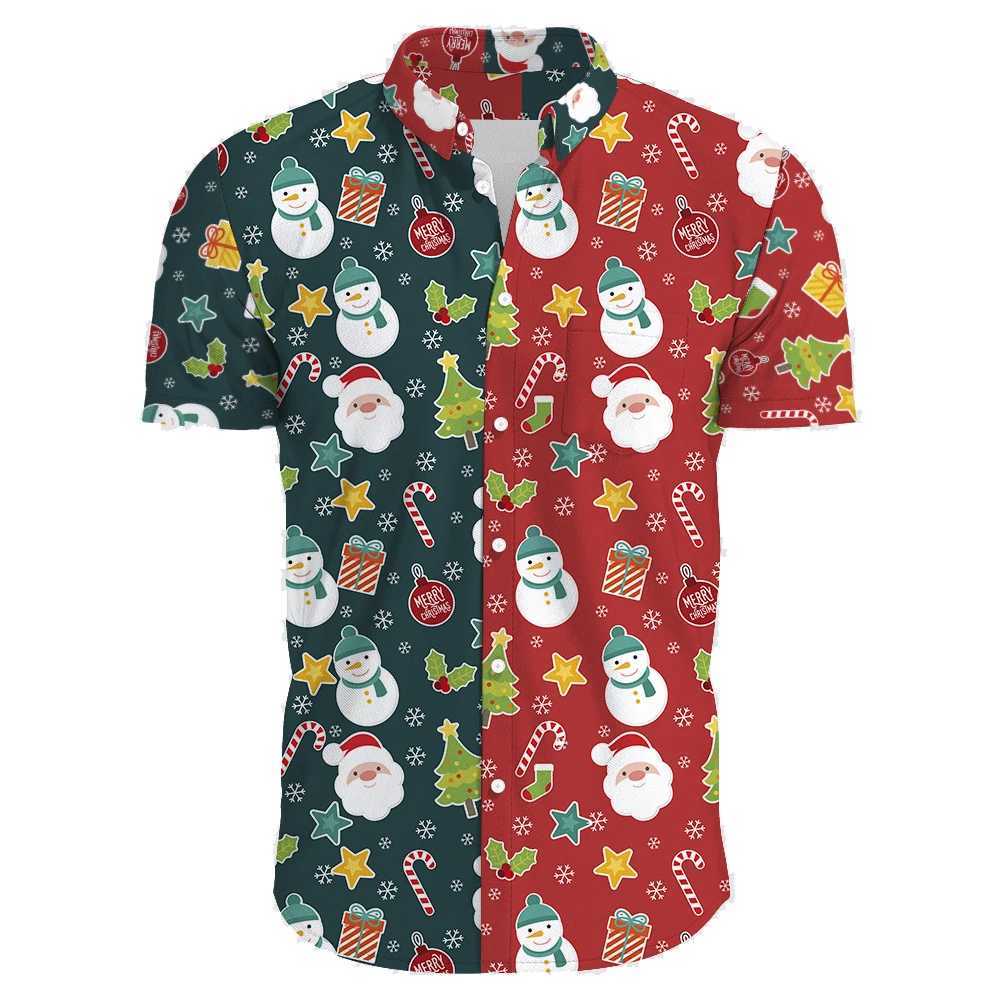 Camisas casuais masculinas Carnival Festivo Manga curta Camisa havaiana Homem de Natal Ano Novo Plantas Tropicais Casual Print Print Beach Aloha Camisa Men 240424