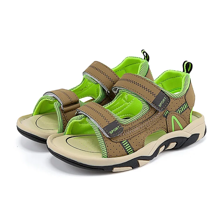 Meninos Ulknn Boy Sandals 2021 Summer New Fashion Boy Student Child Slip Bottom Infantil Sandálias de dedo do pé aberto