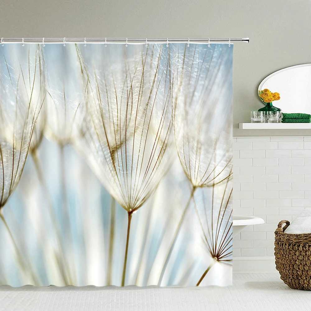 Rideaux de douche 3d rideaux de douche imprimés motif de fleurs fraîches salle de bain étanche tissu rideaux de douche décoration
