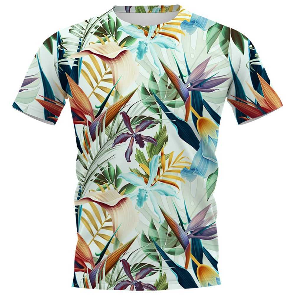 Erkekler Sıradan Gömlek Moda Günlük Hawaii Tropikal Bitkiler Grafik T Shirts Erkek Yaz Boş Zamanlı Tatil Basılı Yuvarlak Boyun Büyük Boy Kısa Kollu Üstler 240424
