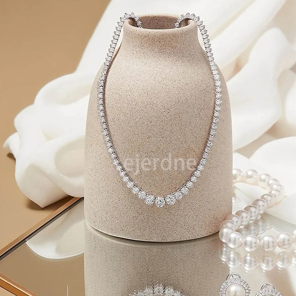 Collana da tennis moissanite donne 3-5 mm Gradiente Diamond Collane 925 Silvering Neck Chain Gifts Lady