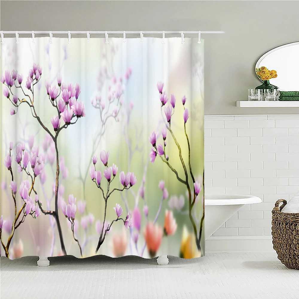 Rideaux de douche fleur colorée rose tulipe rideau de douche rideaux de douche rideaux de salle de bain imperméables rideaux de bain à fleurs imprimées